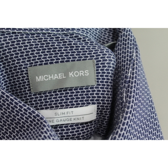 Michael Kors Men Blue Slim Fit Soft Button Up Shirt Casual Size 16 - Picture 2 of 8
